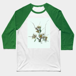 yellow watercolor and sumiE ink flowers Baseball T-Shirt